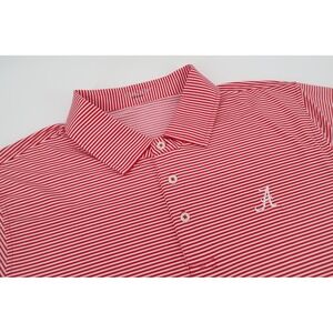 B. Draddy Sport Alabama Crimson Tide Polo Shirt Mens XL Red White Stripe Stretch